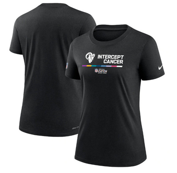 Women's Los Angeles Rams Black 2022 Crucial Catch Performance T-Shirt(Run Small)